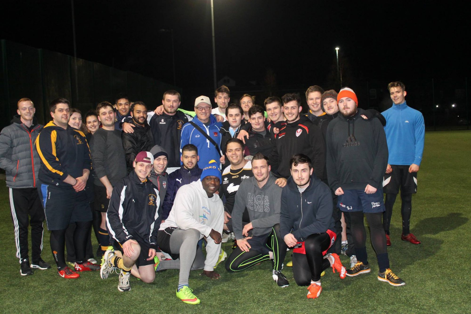 Tim Sheens with the Salford University squad